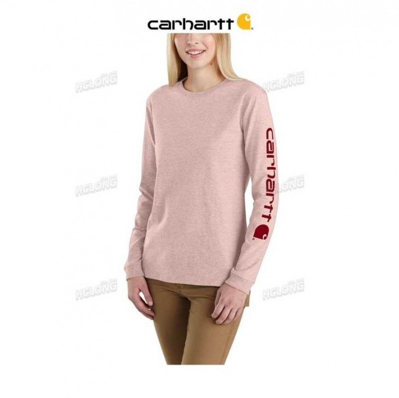 Rose Carhartt Loose Fit Heavyweight Long-Sleeve Logo Sleeve Graphique T-Shirt - Danmark CPZ-1042377