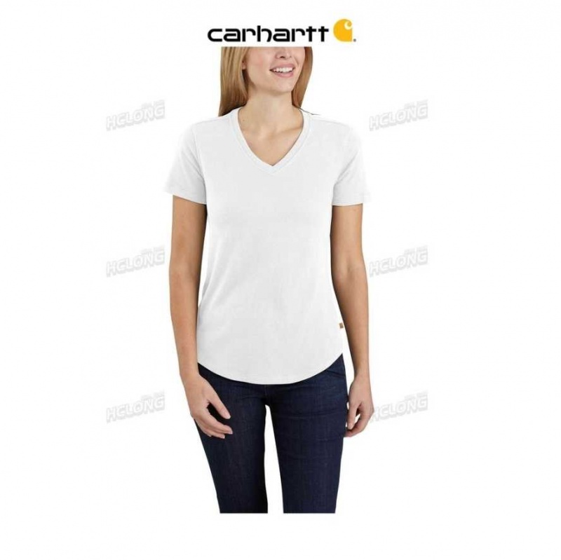 Blanche Carhartt Relaxed Fit Midweight Corta Sleeve V Neck T-Shirt - Danmark BNT-6737063