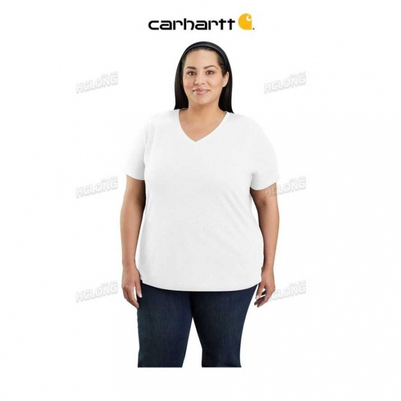 Blanche Carhartt Relaxed Fit Midweight Corta Sleeve V Neck T-Shirt - Danmark BNT-6737063