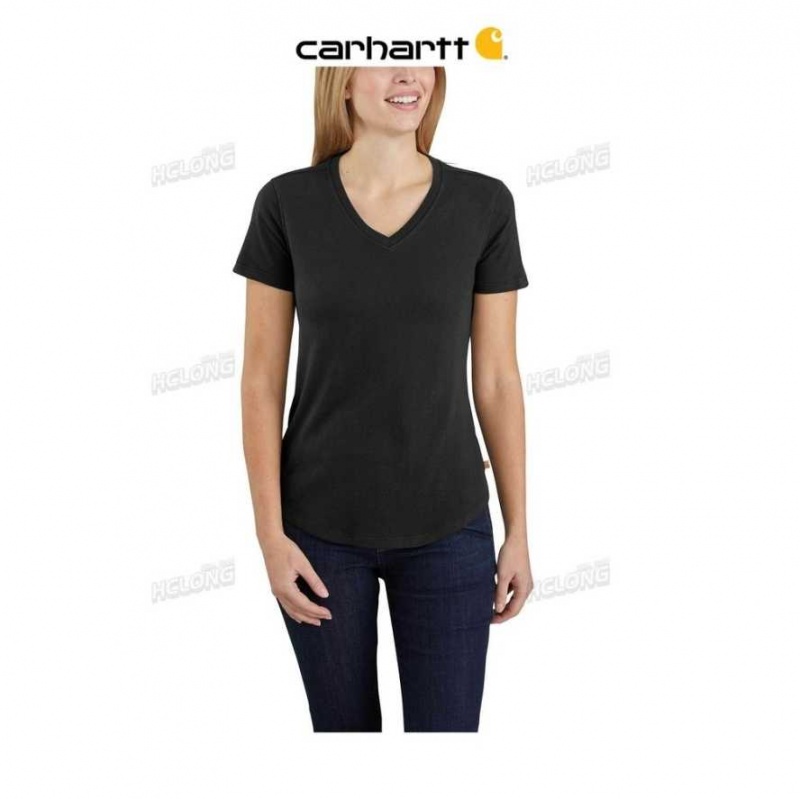 Noir Carhartt Relaxed Fit Midweight Corta Sleeve V Neck T-Shirt - Danmark FVN-7485170