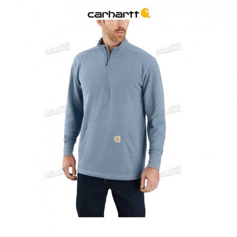 Bleu Carhartt Relaxed Fit Heavyweight Long-Sleeve 1 2 Zip Thermal Shirt - Danmark AQC-8463271