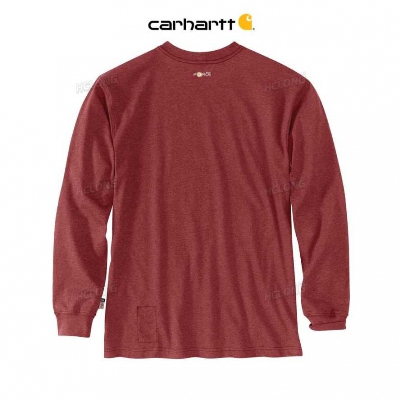 Rouge Marron Carhartt Flame-Resistant Force Loose Fit Legere Long-Sleeve Camo Graphique T-Shirt Rouge - Danmark UIL-0901455