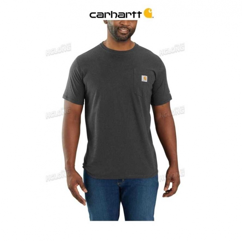 Carbon Heather Carhartt Force Relaxed Fit Midweight Corta-Sleeve Pocket T-Shirt Carbon - Danmark SMN-8514261