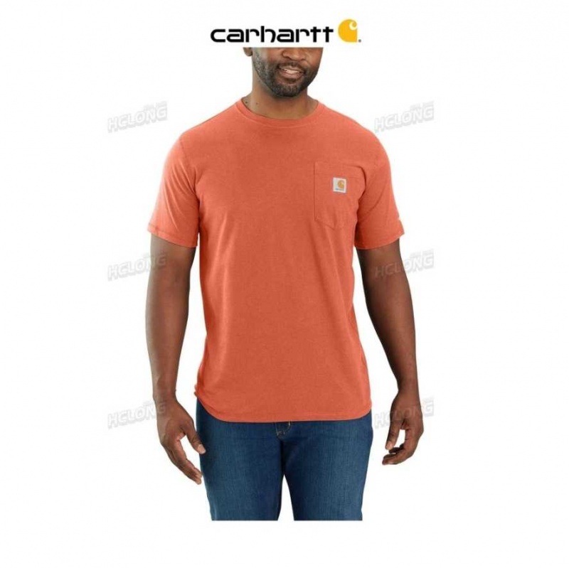 Orange Carhartt Force Relaxed Fit Midweight Corta-Sleeve Pocket T-Shirt - Danmark DIL-4724696