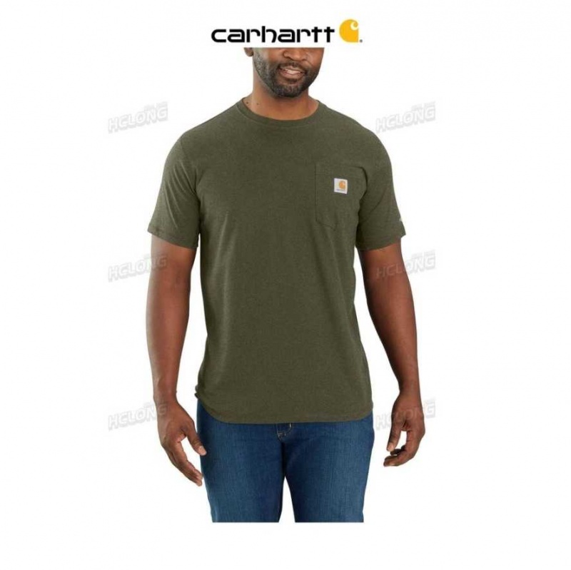 Basil Heather Carhartt Force Relaxed Fit Midweight Corta-Sleeve Pocket T-Shirt Basil - Danmark FVL-9969532