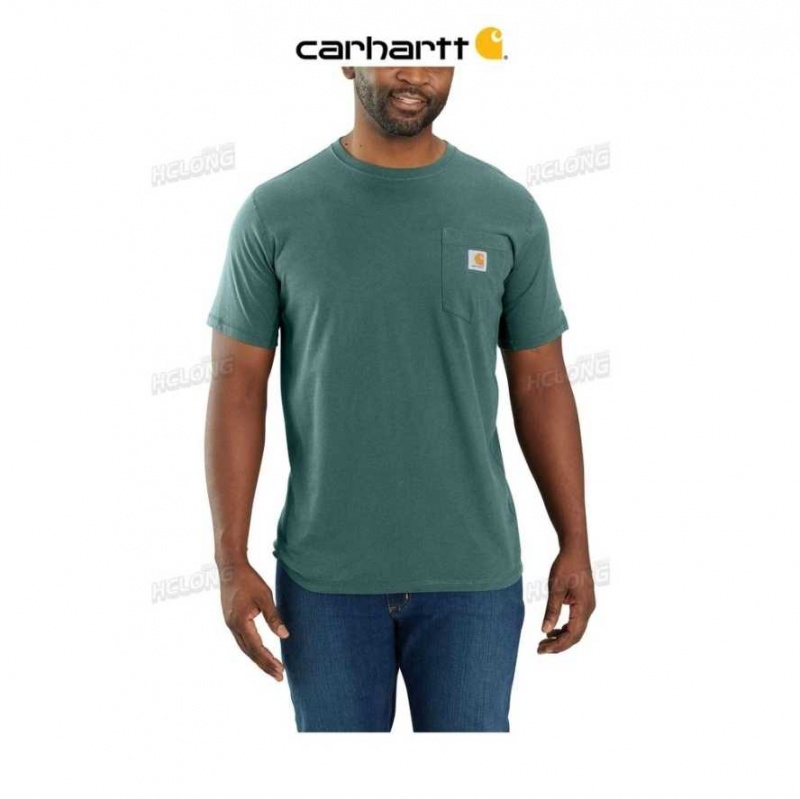 Vert Carhartt Force Relaxed Fit Midweight Corta-Sleeve Pocket T-Shirt - Danmark GCQ-0618484