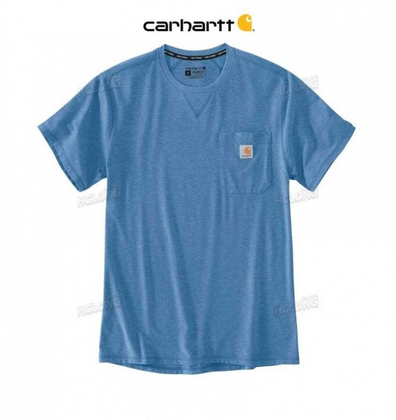 Bleu Carhartt Force Extremes Relaxed Fit Legere Corta-Sleeve Pocket T-Shirt - Danmark EGN-1847000