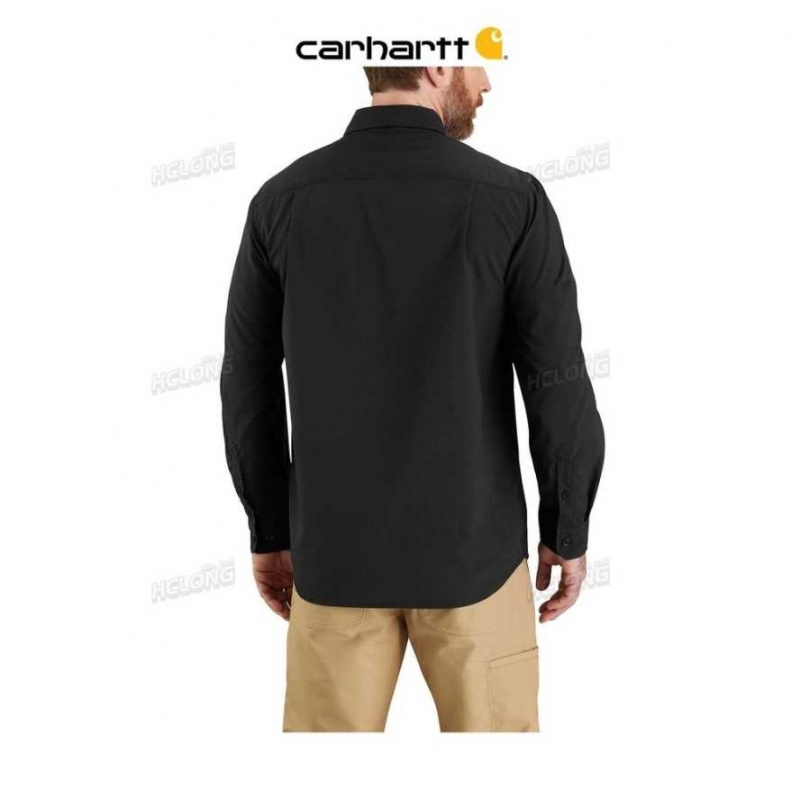 Noir Carhartt Force Relaxed Fit Legere Long- Sleeve Shirt - Danmark QAT-3345857