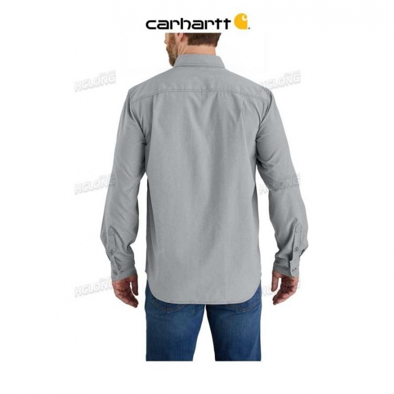 Steel Carhartt Force Relaxed Fit Legere Long- Sleeve Shirt - Danmark ADJ-4383003