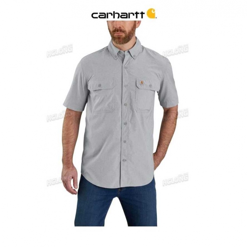 Steel Carhartt Force Relaxed Fit Legere Corta-Sleeve Shirt - Danmark TCO-8259858