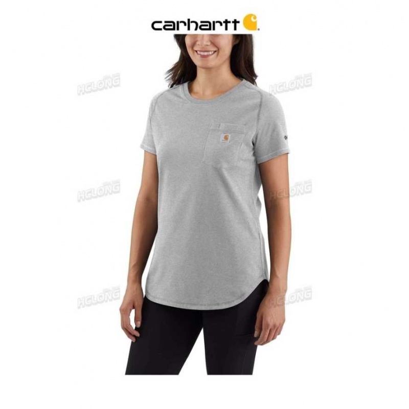 Heather Gray Carhartt Force Relaxed Fit Midweight Pocket T-Shirt Heather - Danmark DLV-6737489