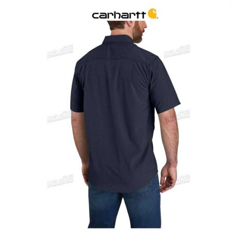 Bleu Marine Carhartt Force Relaxed Fit Legere Corta-Sleeve Shirt Bleu - Danmark AAW-9410734