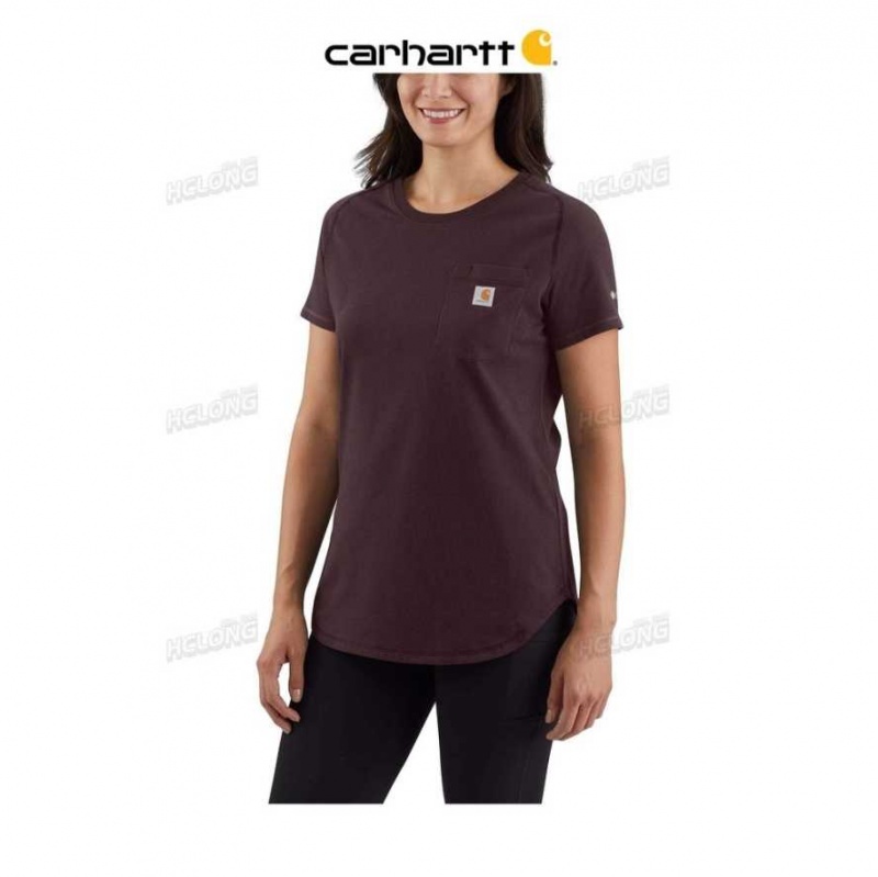 Blackberry Carhartt Force Relaxed Fit Midweight Pocket T-Shirt - Danmark IHL-1181618