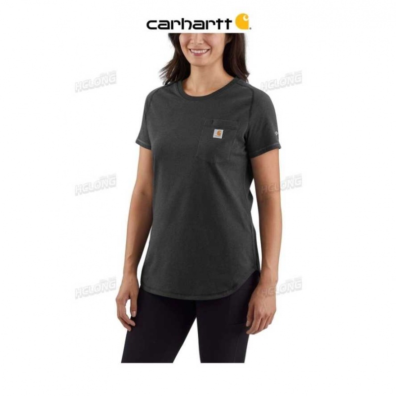 Carbon Heather Carhartt Force Relaxed Fit Midweight Pocket T-Shirt Carbon - Danmark IFD-6951405