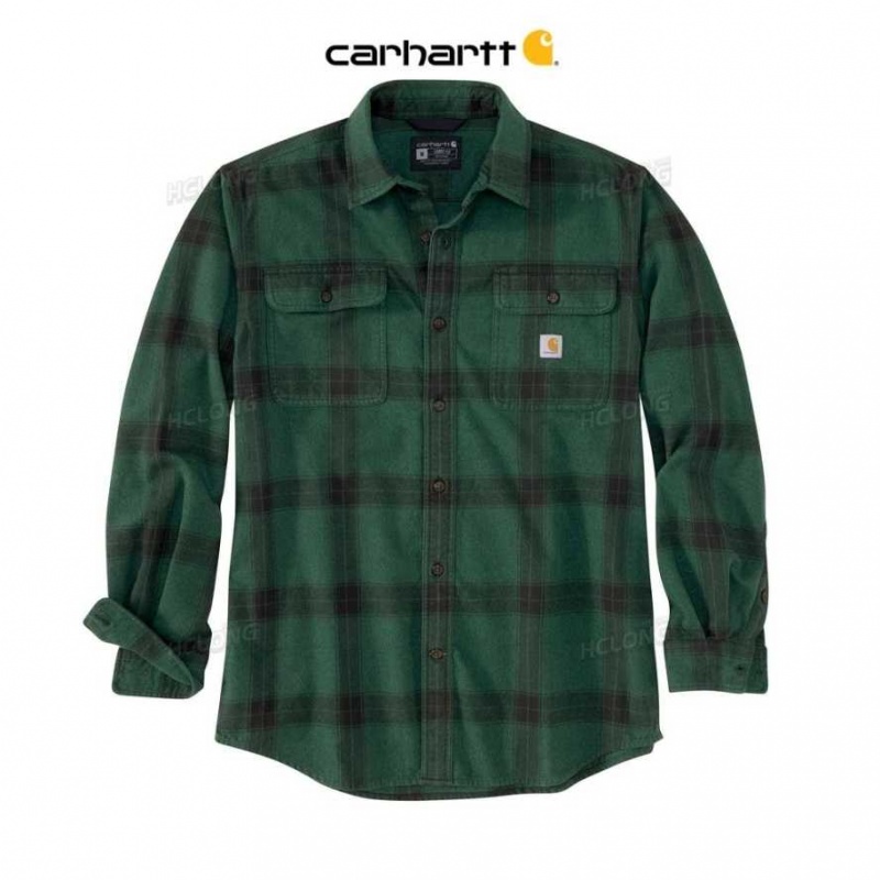 North Woods Carhartt Loose Fit Heavyweight Flannel Long-Sleeve Plaid Shirt North - Danmark IVH-4881159