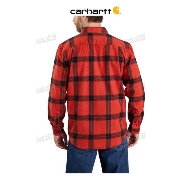 Chili Pepper Carhartt Loose Fit Heavyweight Flannel Long-Sleeve Plaid Shirt Chili - Danmark MHX-6144371