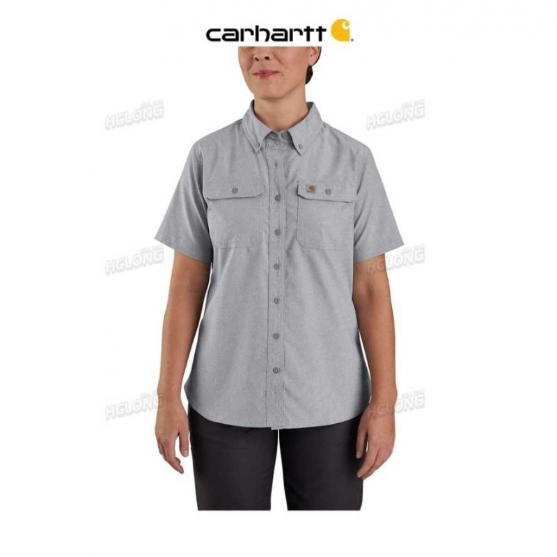 Steel Carhartt Force Relaxed Fit Legere Corta Sleeve Shirt - Danmark PAX-7873530