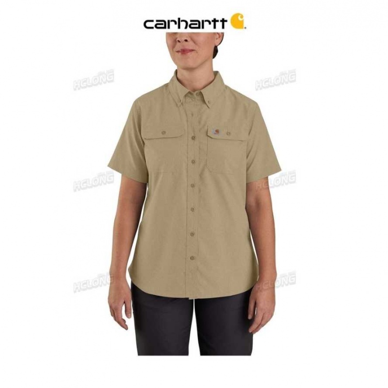 Kaki Foncé Carhartt Force Relaxed Fit Legere Corta Sleeve Shirt Kaki - Danmark ELZ-4329806