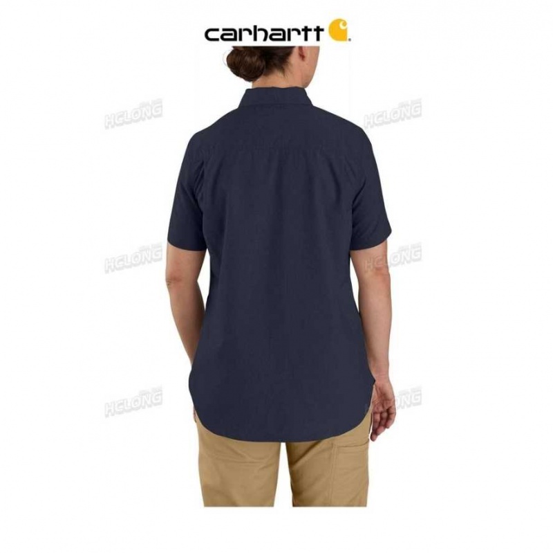 Bleu Marine Carhartt Force Relaxed Fit Legere Corta Sleeve Shirt Bleu - Danmark ZXD-5745295