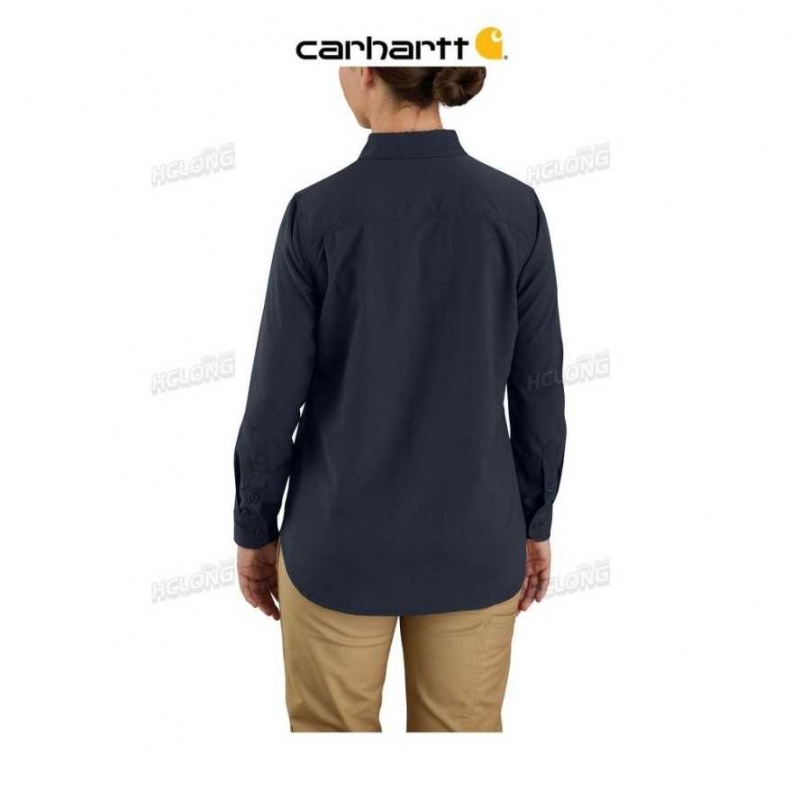 Bleu Marine Carhartt Force Relaxed Fit Legere Long Sleeve Shirt Bleu - Danmark ZHN-4162550