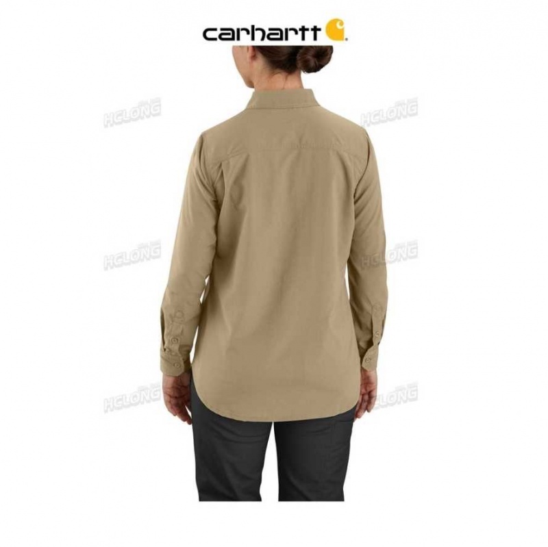 Kaki Foncé Carhartt Force Relaxed Fit Legere Long Sleeve Shirt Kaki - Danmark FBF-2089527