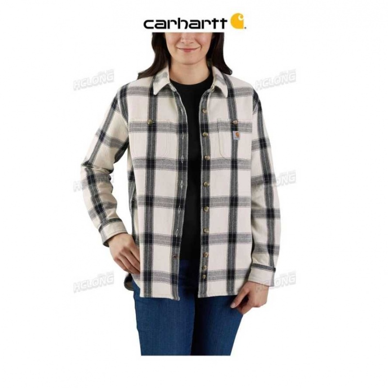 Malt Carhartt Loose Fit Heavyweight Twill Long-Sleeve Plaid Shirt - Danmark MAA-4458438