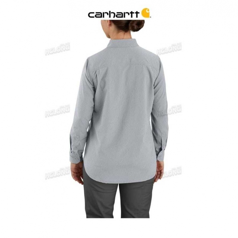 Steel Carhartt Force Relaxed Fit Legere Long Sleeve Shirt - Danmark MIE-9037127