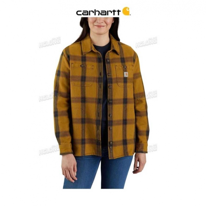 Marron Carhartt Loose Fit Heavyweight Twill Long-Sleeve Plaid Shirt - Danmark POV-4470852