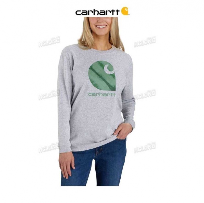 Heather Gray Carhartt Loose Fit Heavyweight Long-Sleeve Graphique T-Shirt Heather - Danmark UCP-2884419