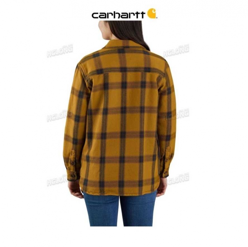 Marron Carhartt Loose Fit Heavyweight Twill Long-Sleeve Plaid Shirt - Danmark POV-4470852