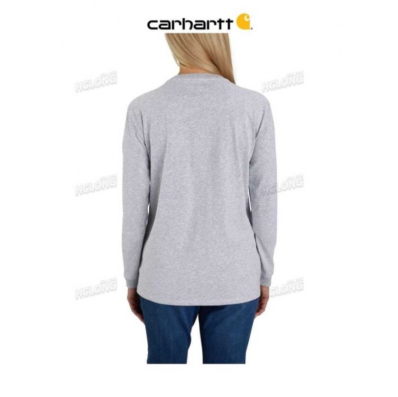 Heather Gray Carhartt Loose Fit Heavyweight Long-Sleeve Graphique T-Shirt Heather - Danmark UCP-2884419