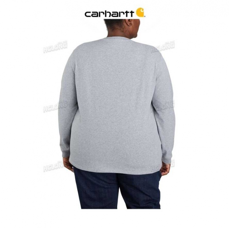 Heather Gray Carhartt Loose Fit Heavyweight Long-Sleeve Graphique T-Shirt Heather - Danmark UCP-2884419