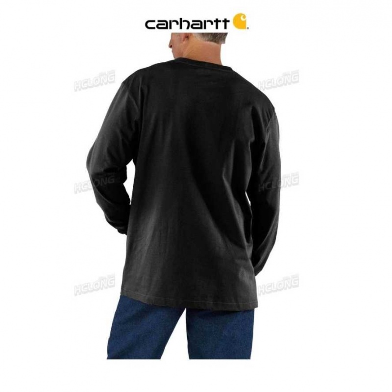 Noir Carhartt Loose Fit Heavyweight Long-Sleeve Pocket T-Shirt - Danmark TAN-2016324