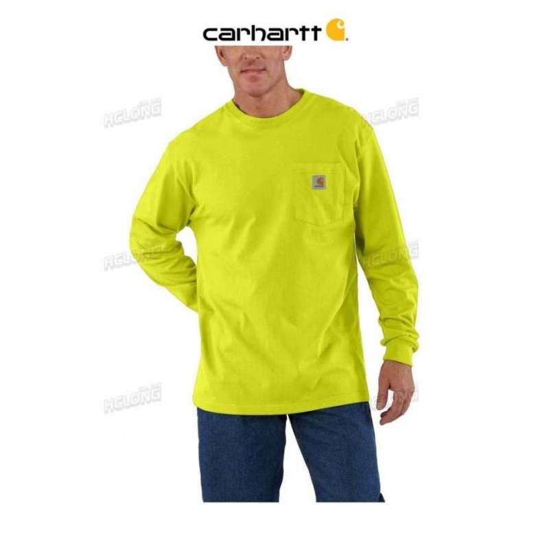 Brite Lime Carhartt Loose Fit Heavyweight Long-Sleeve Pocket T-Shirt Brite - Danmark ZYP-3051243