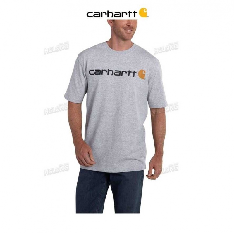 Heather Gray Carhartt Loose Fit Heavyweight Corta-Sleeve Logo Graphique T-Shirt Heather - Danmark XCS-8082794