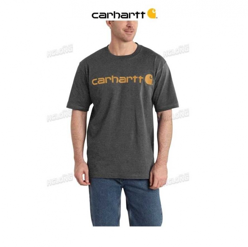 Carbon Heather Carhartt Loose Fit Heavyweight Corta-Sleeve Logo Graphique T-Shirt Carbon - Danmark CEA-3377584