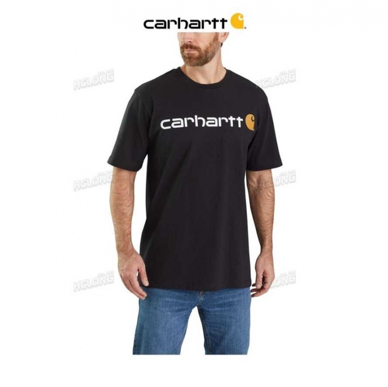 Noir Carhartt Loose Fit Heavyweight Corta-Sleeve Logo Graphique T-Shirt - Danmark NGE-3964361