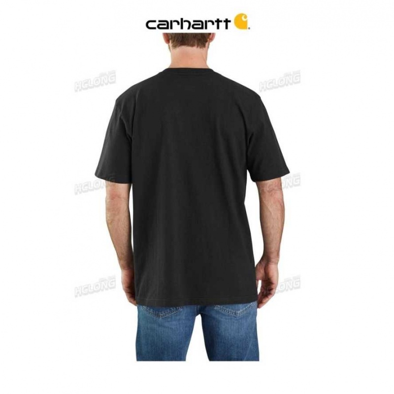 Noir Carhartt Loose Fit Heavyweight Corta-Sleeve Logo Graphique T-Shirt - Danmark NGE-3964361