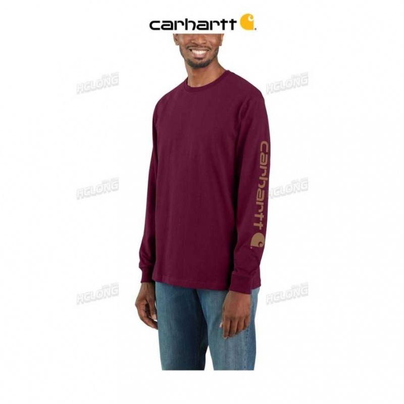 Port Carhartt Loose Fit Heavyweight Long-Sleeve Logo Sleeve Graphique T-Shirt - Danmark IGB-4862956