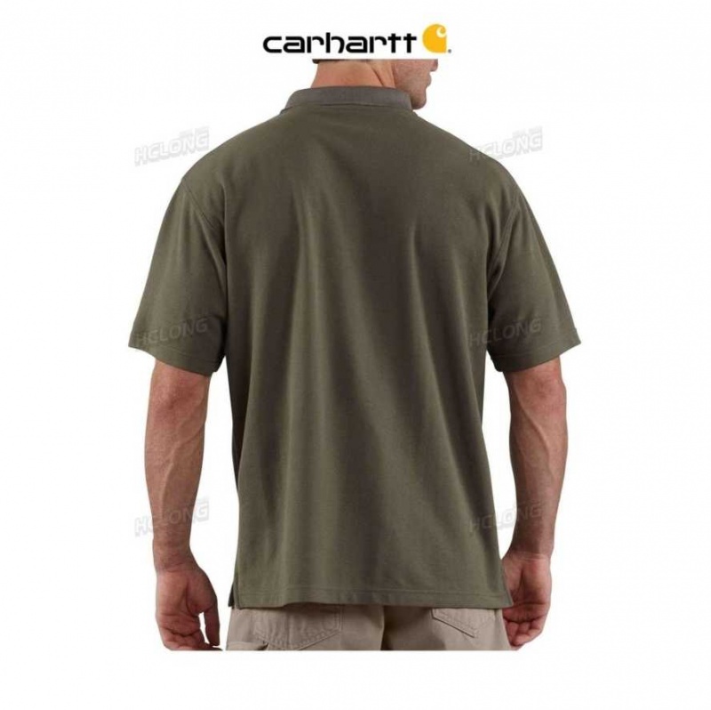 Moss Carhartt Loose Fit Midweight Corta-Sleeve Pocket Polo - Danmark AYE-3626882