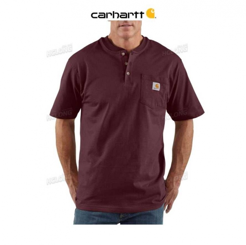 Port Carhartt Loose Fit Heavyweight Corta-Sleeve Pocket Henley T-Shirt - Danmark WTP-4309579