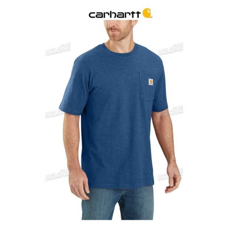 Lakeshore Heather Carhartt Loose Fit Heavyweight Corta-Sleeve Pocket T-Shirt Lakeshore - Danmark AVK-1393816