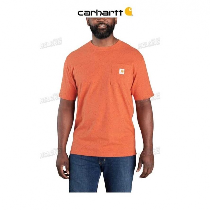 Orange Carhartt Loose Fit Heavyweight Corta-Sleeve Pocket T-Shirt - Danmark XLA-0004509