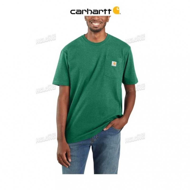 North Woods Heather Carhartt Loose Fit Heavyweight Corta-Sleeve Pocket T-Shirt North Woods - Danmark NUS-8983998