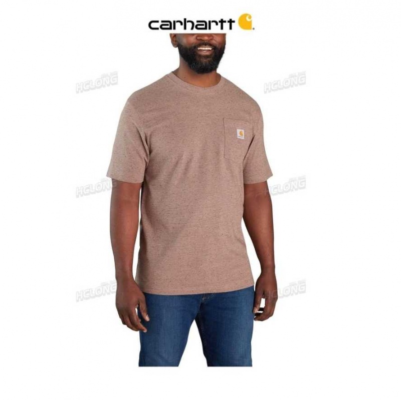 Ash Violet Heather Nep Carhartt Loose Fit Heavyweight Corta-Sleeve Pocket T-Shirt Ash Violet Heather - Danmark GVS-0483007