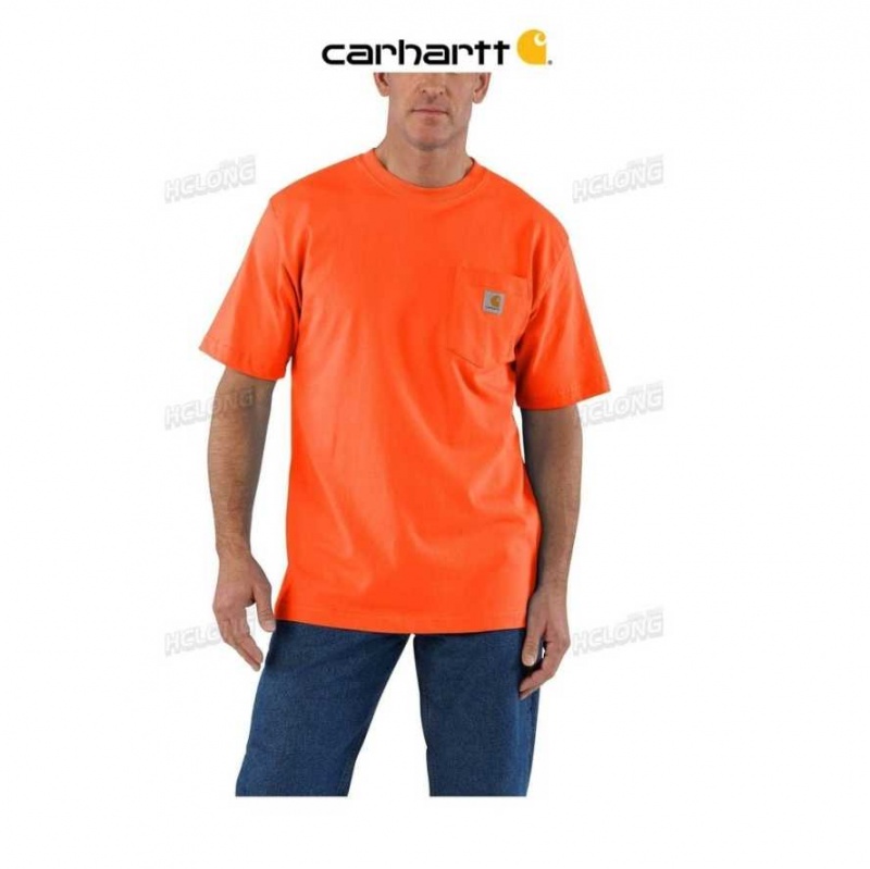 Orange Carhartt Loose Fit Heavyweight Corta-Sleeve Pocket T-Shirt - Danmark LKX-1127731