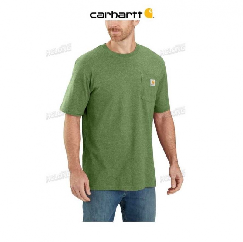 Arborvitae Heather Carhartt Loose Fit Heavyweight Corta-Sleeve Pocket T-Shirt Arborvitae - Danmark QLF-6761062