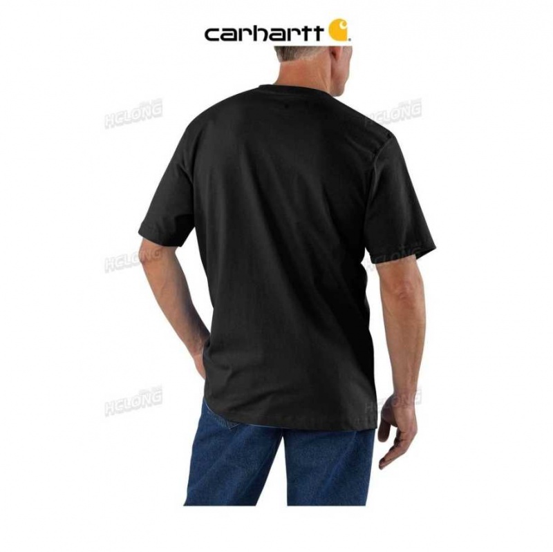 Noir Carhartt Loose Fit Heavyweight Corta-Sleeve Pocket T-Shirt - Danmark HKN-8477491