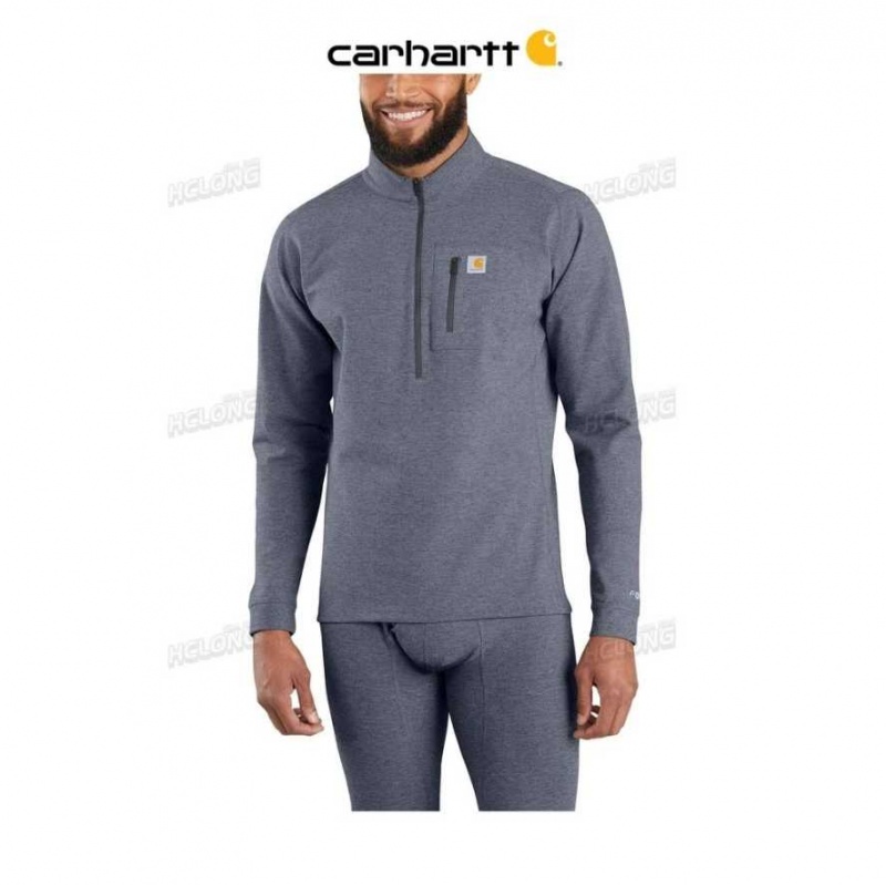 Bleu Marine Carhartt Base Force Heavyweight Quarter-Zip Bleu - Danmark SKQ-9104083