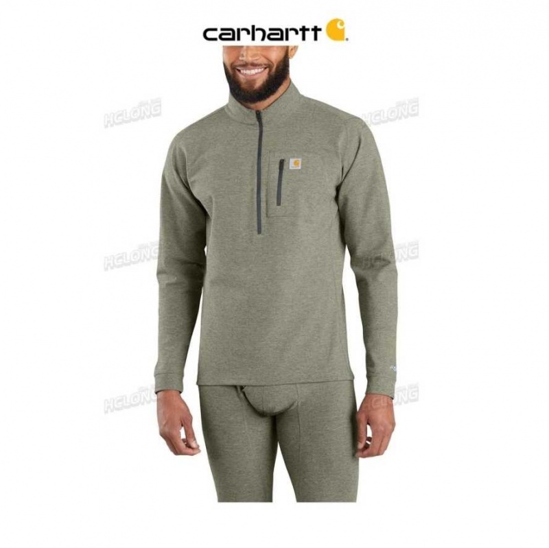 Vert Olive Carhartt Base Force Heavyweight Quarter-Zip Vert - Danmark XBL-2363918